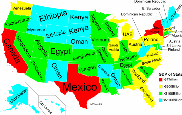 Ο χάρτης του ΑΕΠ των ΗΠΑ