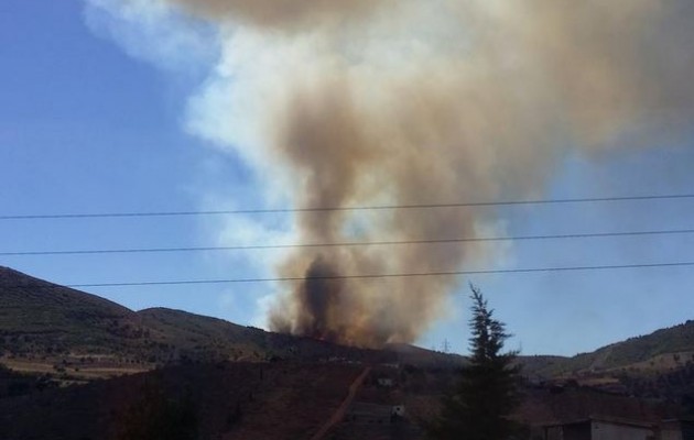 Μεγάλη πυρκαγιά στην Κερατέα – Απειλούνται σπίτια (φωτογραφίες)