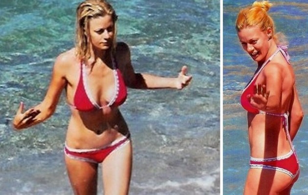 Η Ζέτα Μακρυπούλια με κόκκινο μπικίνι στην Πάρο