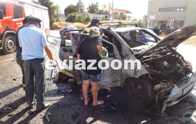 Χαλκίδα: Αυτοκίνητο τυλίχθηκε στις φλόγες εν κινήσει (εικόνες – βίντεο)