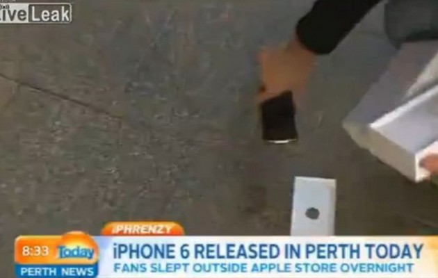 Μάτιασαν τον πρώτο που πήρε το νέο iPhone 6 και του… έπεσε (βίντεο)