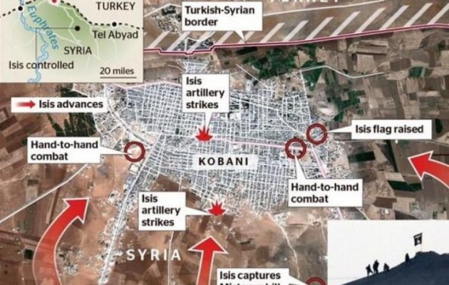 Δείτε σε χάρτη που βρίσκεται το Ισλαμικό Κράτος στην Κομπάνι