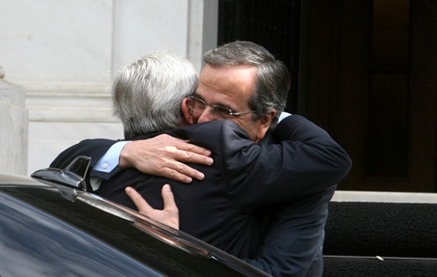 Θερμός εναγκαλισμός Σαμαρά – Γιούνκερ