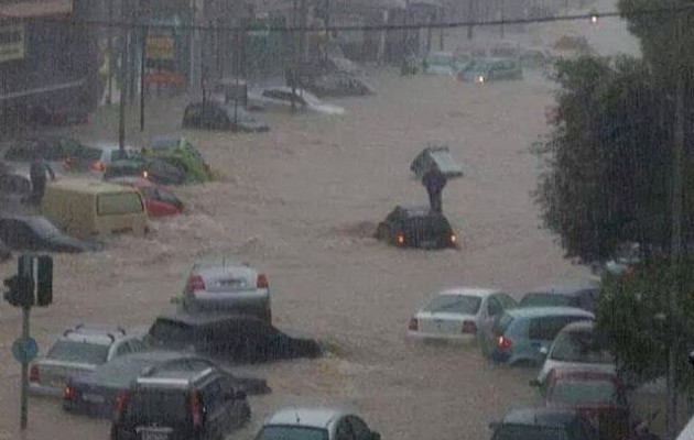 Εικόνες αποκάλυψης από την πλημμύρα στην Αθήνα (βίντεο)