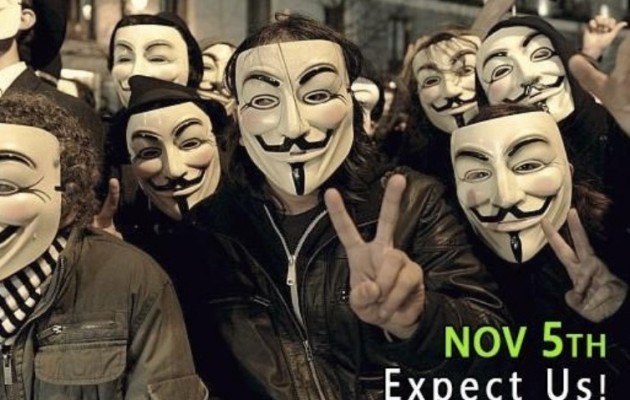 Χιλιάδες “μασκοφόροι” Anonymous διαδήλωσαν στο Λονδίνο (φωτο + βίντεο)