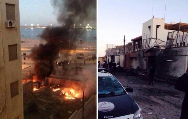 Τρομοκρατικές επιθέσεις σε πρεσβείες στην Τρίπολη (φωτογραφίες)