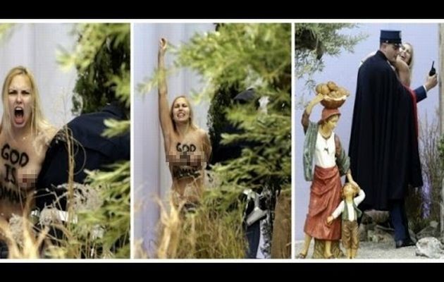 Ουκρανή Femen άρπαξε το Θείο Βρέφος από τη φάτνη του Βατικανού