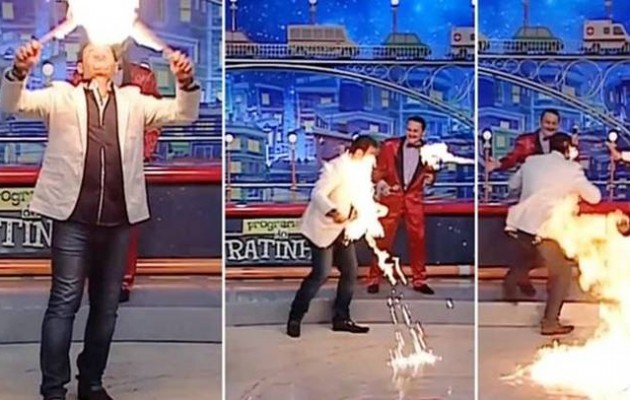 Άρπαξε φωτιά την ώρα των ταχυδακτυλουργικών (βίντεο)