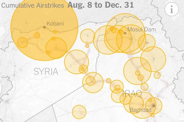 Ισλαμικό Κράτος: Πού και γιατί έχουν γίνει οι περισσότερες αεροπορικές επιδρομές (χάρτης)