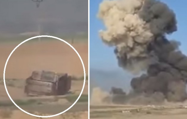 Δείτε σε βίντεο τους Κούρδους να ανατινάζουν βομβιστή αυτοκτονίας σε φορτηγό βόμβα!