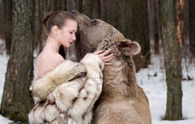 Ημίγυμνες αγκαλιάζουν μια αληθινή αρκούδα 635 κιλών (φωτογραφίες)