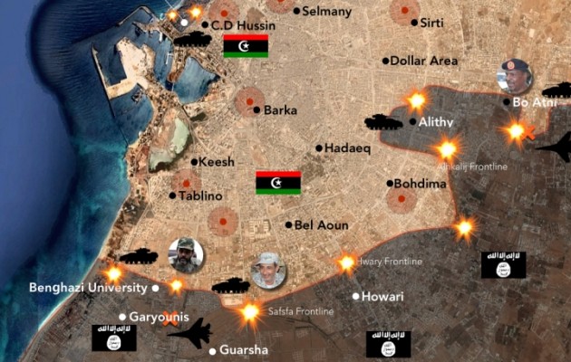 Δείτε σε χάρτη την πολιορκία της Βεγγάζης στη Λιβύη από το Ισλαμικό Κράτος
