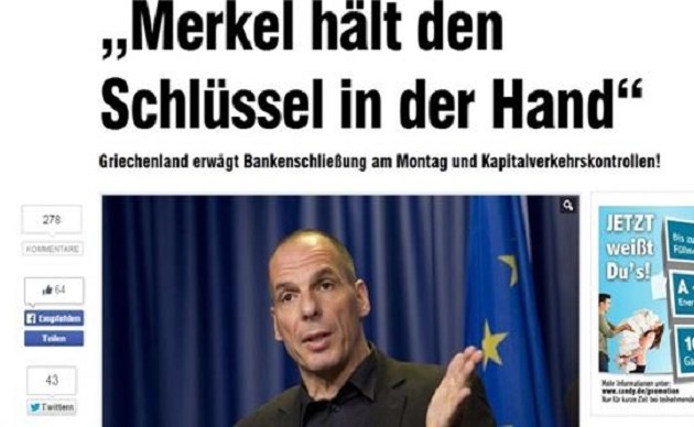 Βαρουφάκης στην Bild: Η Μέρκελ κρατά το κλειδί στο χέρι