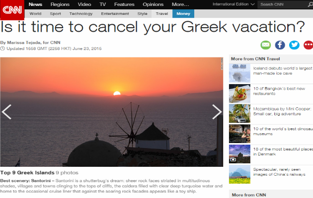 CNN: Μήπως είναι ώρα να ακυρώσετε τις διακοπές σας στην Ελλάδα;