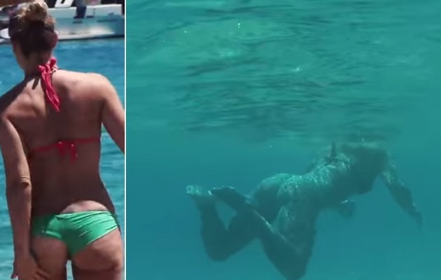 Υποβρύχια πλάνα με την Ελεονώρα Μελέτη στα νερά της Μυκόνου (βίντεο)