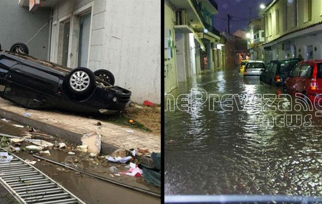 Αρμαγεδδών στην Καλαμάτα και την Πρέβεζα – Εικόνες καταστροφής (Φωτο + Βίντεο)