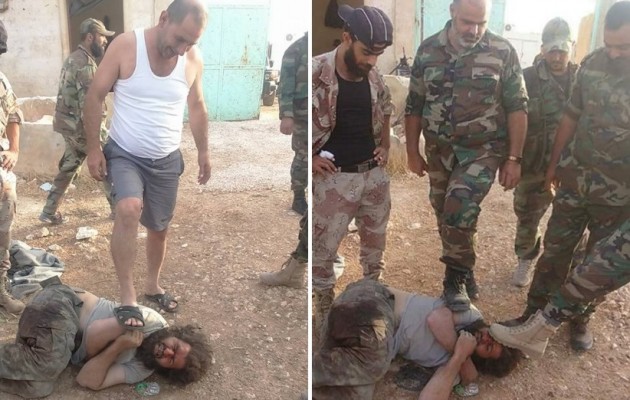 Στρατιώτες της Συρίας πατάνε αιχμάλωτο τζιχαντιστή (φωτο)