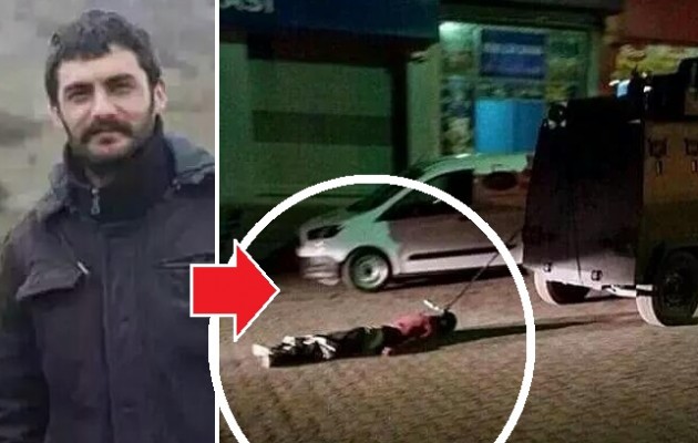 Τούρκοι αστυνομικοί έσερναν νεκρό Κούρδο αντάρτη πίσω από τεθωρακισμένο (βίντεο)