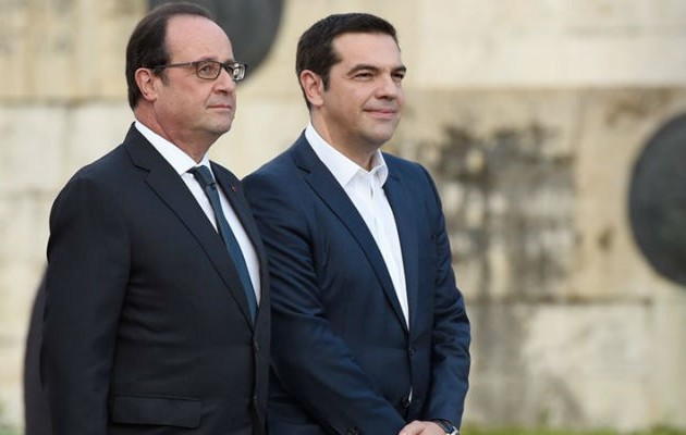 Στο Μαξίμου ο Ολάντ για συνάντηση με τον Τσίπρα