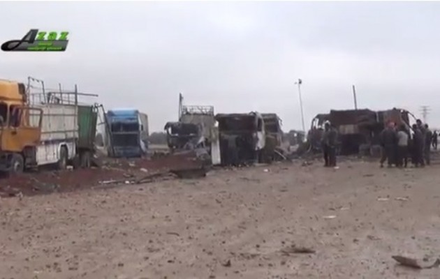 Δείτε το κονβόι τουρκικών φορτηγών που έκαναν στάχτη οι Ρώσοι στη Συρία (βίντεο)