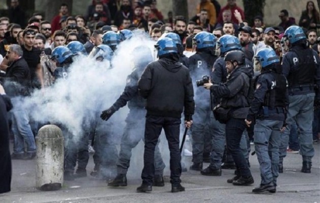 Συγκρούσεις Τούρκων οπαδών με την ιταλική αστυνομία πριν τον αγώνα Λάτσιo-Γαλατασαράι