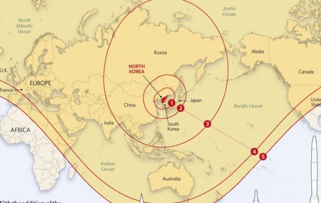 Δείτε μέχρι που μπορεί να χτυπήσουν οι πύραυλοι από τη Βόρεια Κορέα (φωτο)