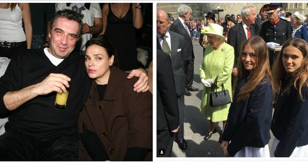 Οι κόρες Έλληνα εφοπλιστή είπαν χρόνια πολλά στην Ελισάβετ με λουλούδια