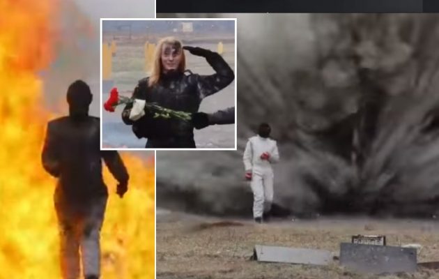 Απίθανο βίντεο! Ρωσίδα στρατιώτης δοκιμάζει αλεξίσφαιρη φόρμα σε ναρκοπέδιο