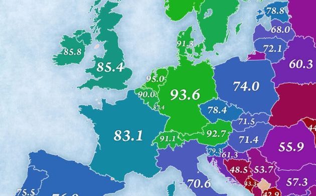 Χάρτης: Πού είναι καλύτερα να ζεις στην Ευρώπη του 2016