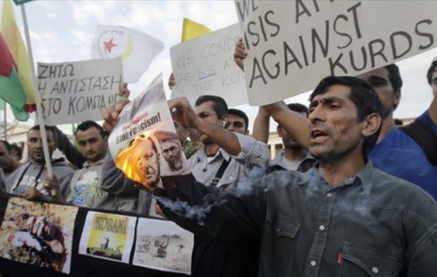 Πορεία διαμαρτυρίας Κούρδων στη Λευκωσία για την τουρκική εισβολή στη Συρία