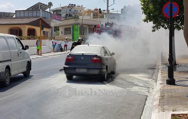 Αυτοκίνητο στα Χανιά πήρε φωτιά εν κινήσει