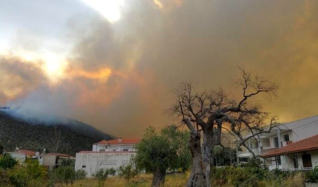 Κόλαση φωτιάς στη Θάσο: Κάηκαν σπίτια – Σε κατάσταση έκτακτης ανάγκης το νησί