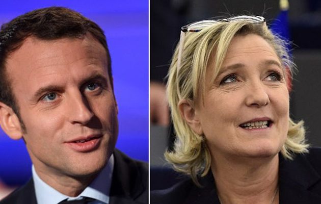 Δημοσκόπηση για γαλλικές εκλογές: Λεπέν και Μακρόν περνούν στον δεύτερο γύρο