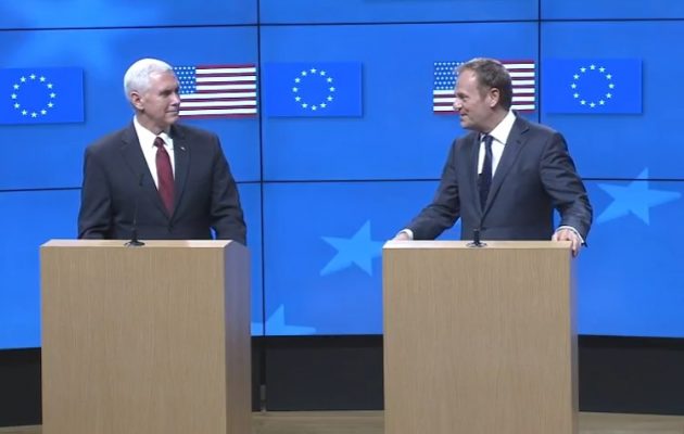 Ο Τουσκ ζήτησε από τον Πενς την “απερίφραστη υποστήριξη” των ΗΠΑ στην ΕΕ