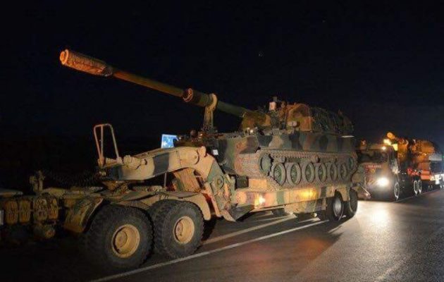 Αυτοκινούμενα πυροβόλα και τανκς μετέφερε στη βόρεια Συρία η Τουρκία (φωτο)