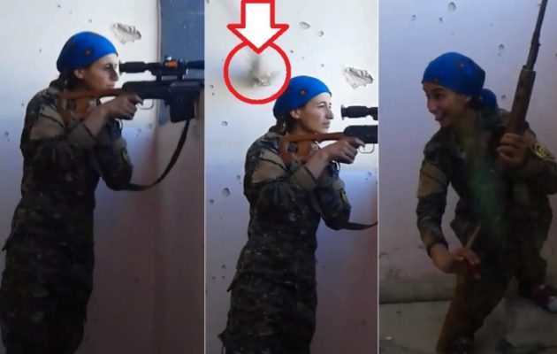 Τρελή Κούρδισσα: Περνά ξυστά από το κεφάλι της σφαίρα τζιχαντιστή κι αυτή γελάει (βίντεο)