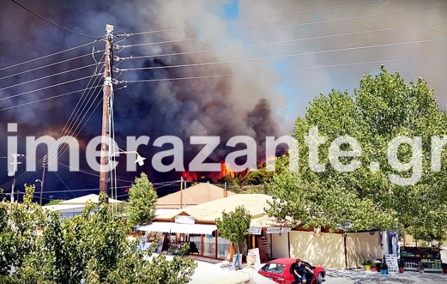 Ζάκυνθος:  Κάηκαν σπίτια και περιουσίες – Απειλείται το Μοναστήρι του Αγίου Διονυσίου (βίντεο)