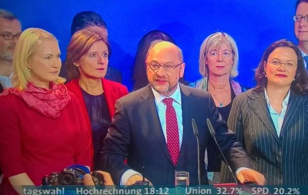 Οδυνηρή ήττα για τη γερμανική Σοσιαλδημοκρατία – Σουλτς: Δεν θα συγκυβερνήσουμε με τη δεξιά