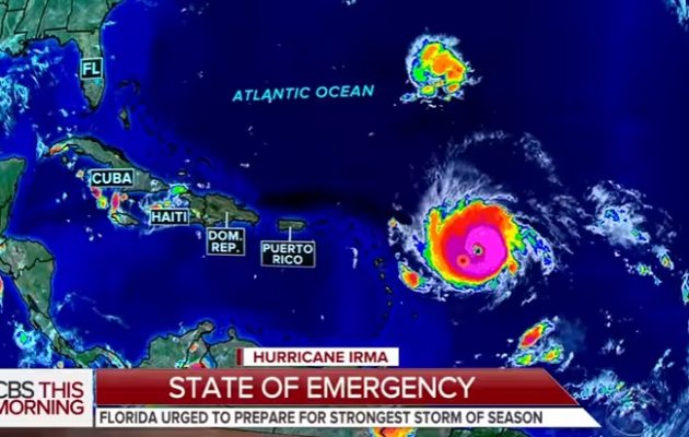 Ο ισχυρός τυφώνας “Ίρμα” κατηγορίας 5 αναμένεται να χτυπήσει Καραϊβική και Φλόριντα