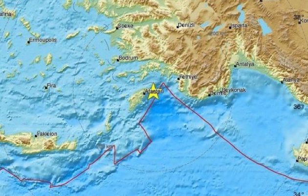 Ισχυρή σεισμική δόνηση 4,6 ρίχτερ νότια της Ρόδου