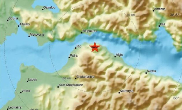 Σεισμός 3,4 Ρίχτερ κοντά στην Πάτρα – Αισθητός λόγω μικρού εστιακού βάθους