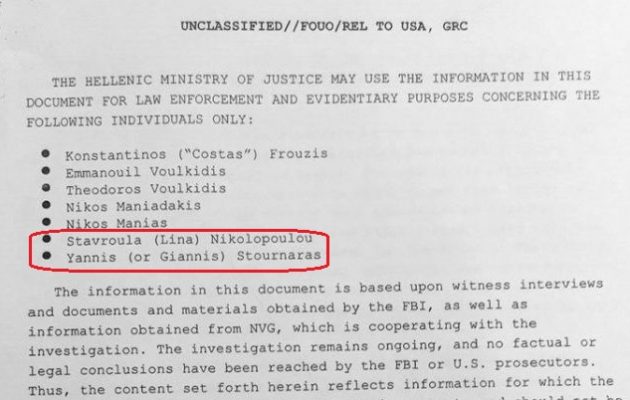 Το όνομα του Γιάννη Στουρνάρα και της συζύγου του σε έγγραφο του FBI