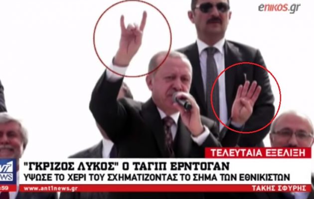 Ο Ερντογάν έκανε τον χαιρετισμό των Γκρίζων Λύκων (βίντεο)