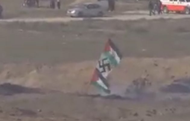 Οι τζιχαντιστές της Χαμάς ύψωσαν σημαία με σβάστικα στα σύνορα της Γάζας με το Ισραήλ