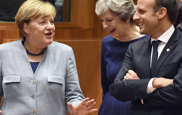Μακρόν, Μέρκελ και Μέι συμφώνησαν σε κοινή γραμμή απέναντι στον Τραμπ για χάλυβα και πυρηνικά του Ιράν