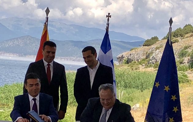 Υπογράφηκε η συμφωνία για το ονοματολογικό της ΠΓΔΜ, από τους Κοτζιά-Ντιμιτρόφ-Νίμιτς