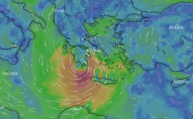 Δείτε LIVE την επέλαση του κυκλώνα στην Ελλάδα (μετεωρολογικός χάρτης με ζωντανή μετάδοση)