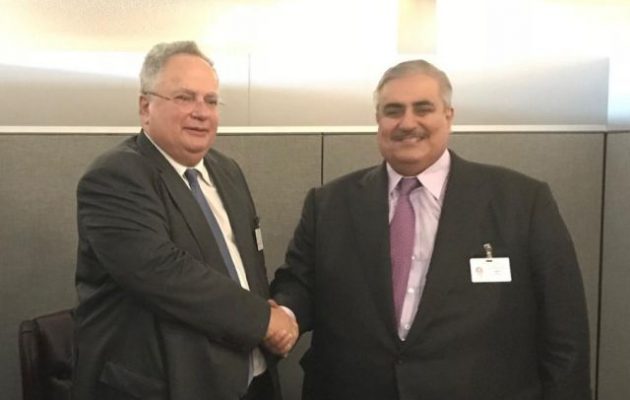 Ο ΥΠΕΞ του Μπαχρέιν είπε στον Κοτζιά ότι ενδιαφέρεται για τριμερή με την Ελλάδα και την Κύπρο