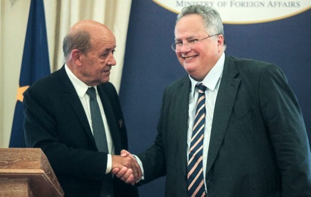 Ελλάδα, Γαλλία, συμμαχία: Για Άμυνα, Yδρογονάνθρακες, Σκοπιανό και Ασφάλεια συμφώνησαν Κοτζιάς και Λε Ντριάν