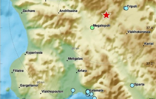 Σεισμός στην Αρκαδία κοντά στην Τρίπολη
